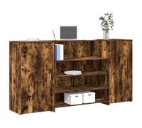 Banco Reception Desk 200x50x103. 5cm in Smoked Oak - Modern Office Furniture with Storage Cabinet, Durable Particle Board, Versatile for Hotel Lobby, Clinic, Salon - Easy Wall Mounting Required