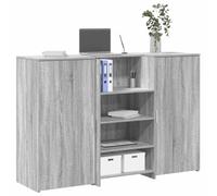Banco Reception Desk with Storage, 155x50x103.5 cm Office Furniture, Grey Sonoma Multilayer Wood, Modern Reception Counter for Hotel Lobby, Clinic, Beauty Salon, Durable & Easy Assembly