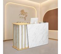 Banco Reception Moderno e Piccolo, Bancone Cassa per Negozio Abbigliamento, Bancone Reception Centro Estetico con Cassetti Chiudibili e 4 Spazio di Archiviazione per Supermercato Hotel B 100cm