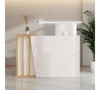 Banco reception per negozi, piccolo bancone in marmo con cassetto bloccabile, armadietto estetico per cliniche, uffici e atrii, 140 x 40 x 90 cm