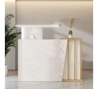 Banco reception per negozi piccolo in marmo con cassetto chiudibile a chiave, per cliniche e uffici, 140 x 40 x 90 cm, elegante mobile da esposizione