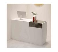 Banco reception per saloni di hotel e negozi, bianco e grigio, mobili da ricevimento moderno, 90 cm, design a sinistra, elegante bancone per parrucchieri, abbigliamento e uso domestico
