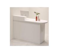 Banco reception per ufficio e negozio, bianco, con cassetti e ripiani, 120 cm, lato destro, mobili moderni per reception per cliniche e negozi