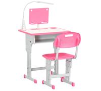 Banco Scuola con Sedia per Bambini con Lampada LED e Leggio Rosa