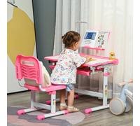 Banco Scuola Regolabile con Sedia per Bambini 6-12 Anni, 70x49,5x80-105 cm, Rosa