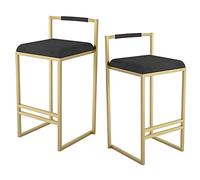 banco Set per la Cucina contropiede sgabelli da Bar di Velluto con Gambe in Metallo Dorato, Supporto kg, Altezza del Sedile (75 cm Neri)