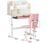 Banco Studio Scuola per Bambini 80x52x88-109 cm in MDF e Acciaio Rosa