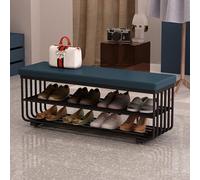 Banco Zapatero Banco otomano Banco para los pies de la Cama Zapatero de 3 Niveles para la Entrada nizador con Asiento Acolchado de Espuma Cuero sintético Estructura de Metal para