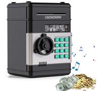 Bancomat, salvadanaio elettronico con password, scatola di salvataggio digitale, con carta di debito, salvataggio bancario, risparmio di denaro con password Code Lock & Auto Money Scroll (nero)
