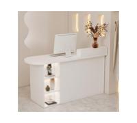 Bancone cassa bianco per vendita al dettaglio, reception cassetto chiudibile a chiave, semplice piccolo contatore cassa per negozi di abbigliamento, 120 cm/47.2IN design lato destro