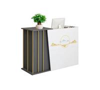 Bancone Della Reception per Piccoli spazi, Progetto di serratura del cassetto per stoccaggio più sicuro, Texture elegante e lucente brillante, Solido e durevol(Size:100CM,Color:Stampa cenere di ferro)