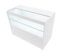 Bancone LED Bianco C1200 con 2 Ripiani a Vista e 1 Chiuso, Vetrina