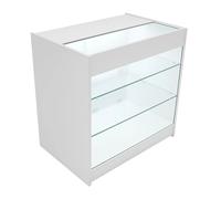 Bancone LED Bianco K900 con 3 Ripiani, Vetrina e Ante Bloccabili - 2 Chiavi