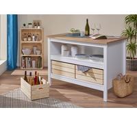 BANCONE MOD. JULINA CM 124X75 H. 91.5 WHITE E ROVERE ARTISAN