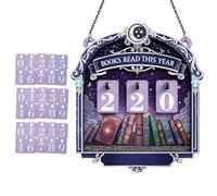 Bancone per libri - Segnale di lettura in legno massiccio da 30 cm, Indicatore annuale di completamento del libro, di numerazione manuale, Display per il raggiungimento delle conoscenze esteti