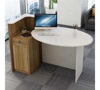 Bancone per Reception, Piccolo bancone per Reception, bancone per Reception con Piano Ovale, bancone in Legno, bancone per Reception, per Salone, Sala ricevimenti, Ufficio, Boutique, Hall (m