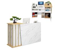 Bancone Reception Angolare, Bancone Cassa per Negozio Reception, Bancone Reception con Scrivania con Due Cassetti E Un Gabinetto per Sala Reception, Hotel, Abbigliamento, Vendita Marble Color 100cm