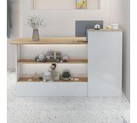 Bancone reception banco reception ufficio bancone reception tavolo bancone Bancone negozio Bancone vendita Con cassetto per Hall Salone Sala Ricevimenti (Size:150cm Left,Color:Colore legno originale)