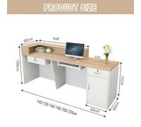 Bancone Reception Commerciale Moderno A Forma Di L Con Bancone E Ripiani, Tavolo Da Bancone Per Reception Anteriore Con Spazio Di Archiviazione, Cassetti, Per Uffici, Hotel(A,Right,150X60X100CM)