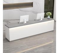 Bancone Reception con LED, Cassetti con Serratura e Armadi con Ante - per Salone di Bellezza, Ufficio, Negozio e Bar(Gray,100cm)