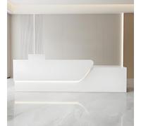 Bancone Reception con Luci A LED, Ampia Cassa per Negozi, Bancone Reception con Cassetto E Anta con Serratura, Bancone per Negozi, Negozi, Cliniche, Uffici., White L, 140cm/55in