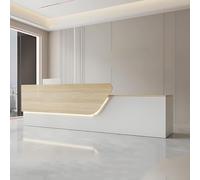 Bancone Reception con Luci A LED, Ampia Cassa per Negozi, Bancone Reception con Cassetto E Anta con Serratura, Bancone per Negozi, Negozi, Cliniche, Uffici., Wood R, 120cm/47in