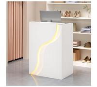 Bancone Reception Minimalista Banco Cassa Con Angoli Arrotondati Pannelli Laterali Più Profondi for I Banconi Dei Negozi Di Abbigliamento Maniglie E Cassetti Verniciati(White1,39.4x15.7x37.8")