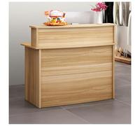 Bancone Reception Moderno,Banco Check-out con luci a LED,Reception Estetica,banco reception piccolo con Cassetti,Banco di Ricevimento,per Salone,Negozio,Hotel,Ufficio(Light walnut,100cm/39.3in)