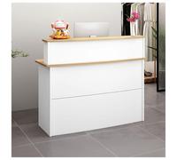 Bancone Reception Moderno,Banco Check-out con luci a LED,Reception Estetica,banco reception piccolo con Cassetti,Banco di Ricevimento,per Salone,Negozio,Hotel,Ufficio(White+light walnut,80cm/31.4in)