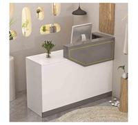 Bancone reception moderno con bancone, tavolo for sala reception con passacavo, tavolo for reception commerciale in legno for ufficio, bancone for reception(Light gray,Right-47x17x39in)