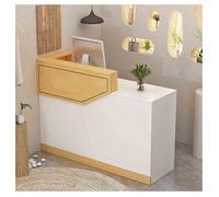 Bancone reception moderno con bancone, tavolo for sala reception con passacavo, tavolo for reception commerciale in legno for ufficio, bancone for reception(Light wood,Left-39x17x39in)