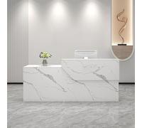 Bancone reception moderno con cassetto chiudibile a chiave,tavolo per trattative con vassoio per tastiera,bancone per negozi con pannelli privati per salone,hall,ufficio,casa(140cm(55inch), I-1)