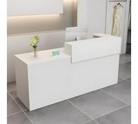 Bancone Reception Moderno in Legno con Ripiani e Cassetti, 100-180 cm Bancone Negozio, Bancone da Accoglienza per Ufficio, Salone, Negozio, Hotel, Studio Professionale Bianco/Destra 140x100x60cm