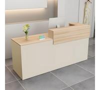 Bancone Reception Moderno in Legno con Ripiani e Cassetti, 100-180 cm Bancone Negozio, Bancone da Accoglienza per Ufficio, Salone, Negozio, Hotel, Studio Professionale Beige+Legno/Destra 120x100x60cm