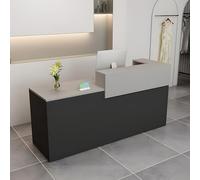 Bancone Reception Moderno in Legno con Ripiani e Cassetti, 100-180 cm Bancone Negozio, Bancone da Accoglienza per Ufficio, Salone, Negozio, Hotel, Studio Professionale Nero+Grigio/Destra 120x100x60cm