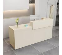 Bancone Reception Moderno in Legno con Ripiani e Cassetti, 100-180 cm Bancone Negozio, Bancone da Accoglienza per Ufficio, Salone, Negozio, Hotel, Studio Professionale Beige/Destra 140x100x60cm