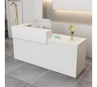 Bancone Reception Moderno in Legno con Ripiani e Cassetti, 100-180 cm Bancone Negozio, Bancone da Accoglienza per Ufficio, Salone, Negozio, Hotel, Studio Professionale Bianco/Sinistra 130x100x60cm