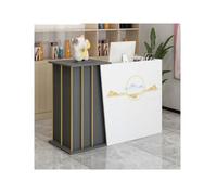 Bancone Reception Negozio, Bancone Reception Centro Estetico con Cassetti, Hotel,Bancone Reception Bianco Lucido,Tavola Di Legno Massello Banco Vendita con Armadio con Anta e(Size:100x40x90cm,Color:C)