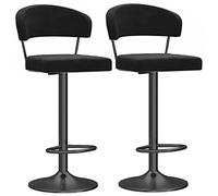 bancone Regolabili, Sedia Pranzo banco della Alta Cucina con schienali, sedie sgabelli da Bar di Velluto Adatte per la controspionaggio (2ps Neri, 80 cm/31,5 Pollici)