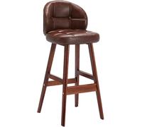 Bancone, sgabelli da Bar Vintage con Pelle Imbottita in Pelle PU e Gambe in Legno, Sedia a Back Sgabello per bancone da Cucina, Sala da Pranzo, caffè (Marrone 1ps)