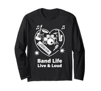 Band Life Live And Loud Musicista Cuore Design Maglia a Manica