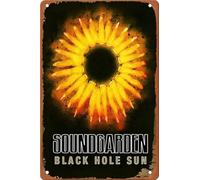 Band Soundgarden Black Hole Sun placca poster metallo metallo divertente novità retrò arte da parete pub bar cucina giardino bagno casa decorazione 15,2 x 20,3 cm