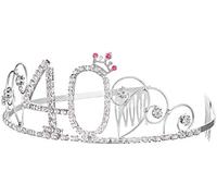 Banda di capelli corona 40 ° compleanno Buon compleanno cristallo strass corona ornamenti Wedding Hair Band pettine fascia per le donne (40 ° compleanno)
