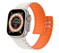 Banda Magnetica Compatibile con Apple Watch Ultra/Ultra2 49mm/Serie SE/10/9/8/7/6/5/4/3/2/1 42/44/45/46mm,Cinturino in Silicone per Prologio con Forte Magnete Link Solo Loop Polsino Regolabile,ArancLS