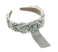 Banda per capelli, accessori per capelli Accessori for capelli con nappe di alta qualità Fascia for capelli con frangia e nappe di perle in stile palazzo for donne e ragazze(White)