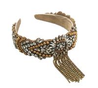 Banda per capelli, accessori per capelli Accessori for capelli con nappe di alta qualità Fascia for capelli con frangia e nappe di perle in stile palazzo for donne e ragazze(Gold)