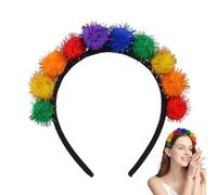 Banda sfocata a palla, fascia POM per donne | Tesestre di palla arcobaleno morbida divertente - Vestiti Ornamento per capelli, copricapo di moda cosplay per adulti, donne