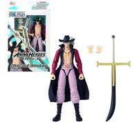 Bandai - Anime Heroes - Action Figure One Piece - Figura Mihawk 17 cm - Licenza ufficiale One Piece - Figura articolata manga Occhi di Falco Mihawk - Giocattolo per bambini dai 4 anni in su - 37053