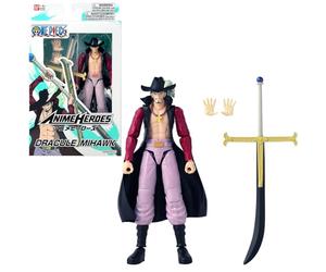 BANDAI - Anime Heroes - One Piece - Dracule Mihawk “Occhio di Falco” 17 cm - Action Figure Articolata Mihawk - Licenza Ufficiale One Piece - Giocattolo per Bambini 4+ - 37053