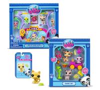 Bandai - Littlest Pet Shop - Confezione esclusiva 2 scatole: Safari & Pets Got Talent (5 statuette e 14 accessori) + 1 statuetta aggiuntiva (piccolo gatto giallo) - Licenza ufficiale - Mini figurine